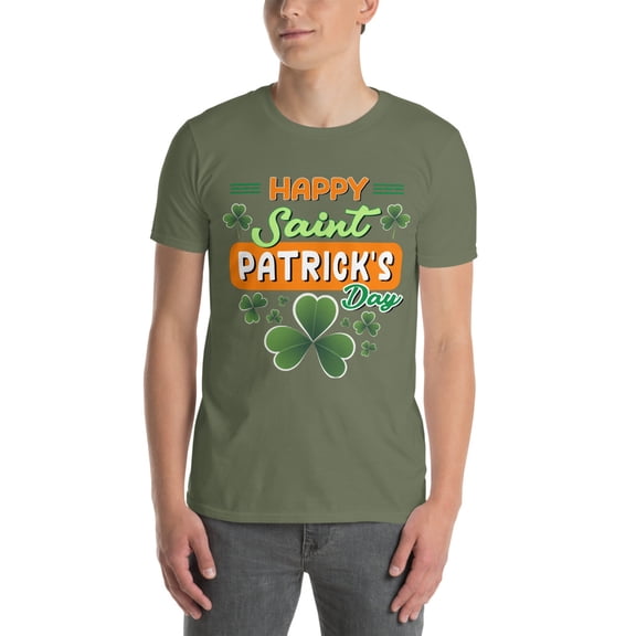 Happy Saint Patrick's Day T-Shirt – Fun & Festive Irish Shamrock Design for St. Patrick’s Day Celebrations (Military Green)