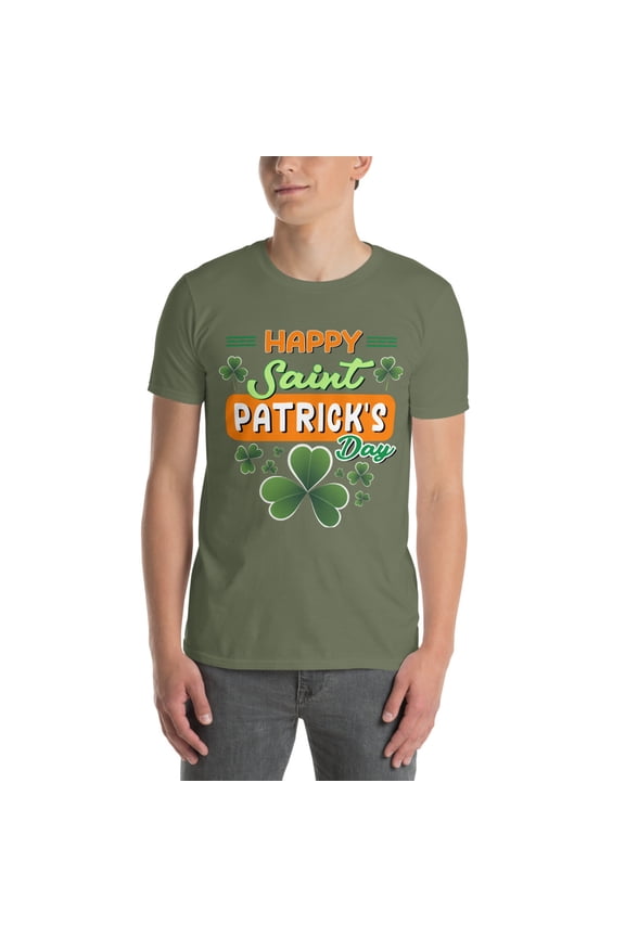 Happy Saint Patrick's Day T-Shirt – Fun & Festive Irish Shamrock Design for St. Patrick’s Day Celebrations (XL) (Military Green)