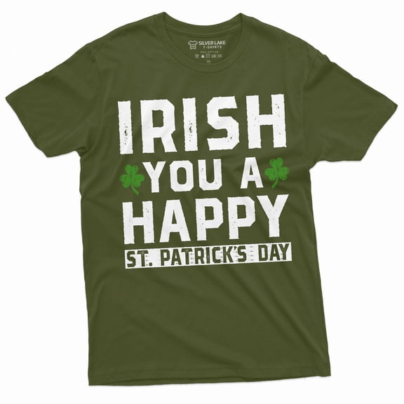 Happy Saint Patricks day shirt Irish Holiday Mens Womens Clover shamrock Ireland Holiday shirt (3X-Large Military Green)