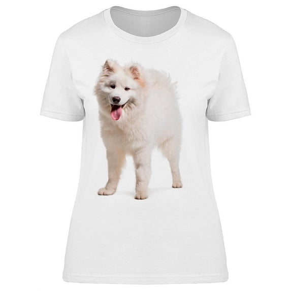 Happy Samoyed Dog T-Shirt Women -Image by Shutterstock, Female Large