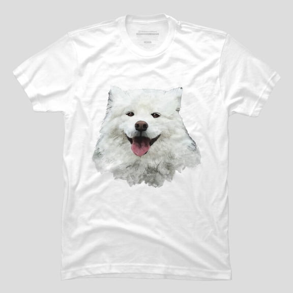 Happy Samoyed Dog Watercolor Painting Portrait T-shirt M2985347, Up to Size 5XL