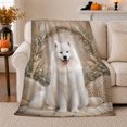 thumbnail image 1 of Happy Samoyed In Rustic Wreath With Fall Pumpkins Cozy Whimsical Art For Dog Lovers Thanksgiving Gift Soft Flannel Blanket Home Decor For Living Room And Bedroom, 1 of 9