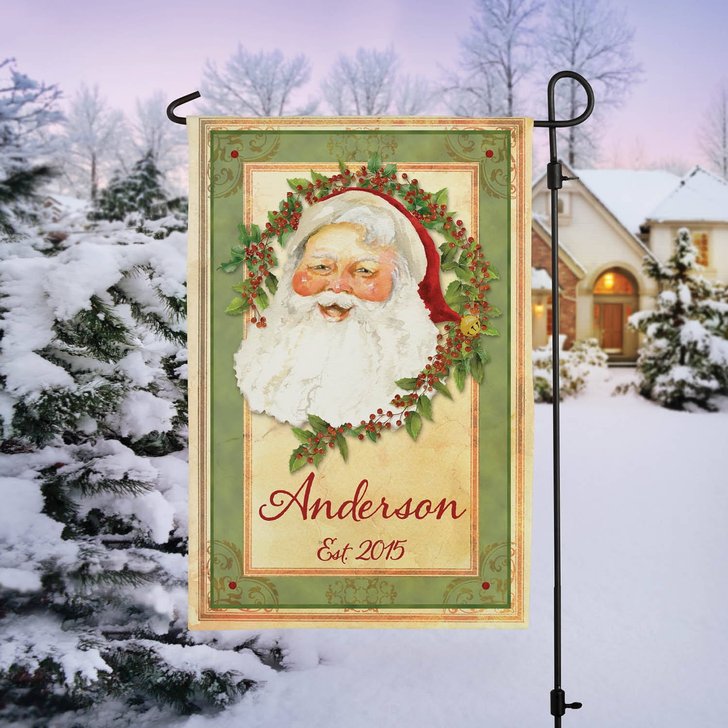 Happy Santa Personalized Garden Flag