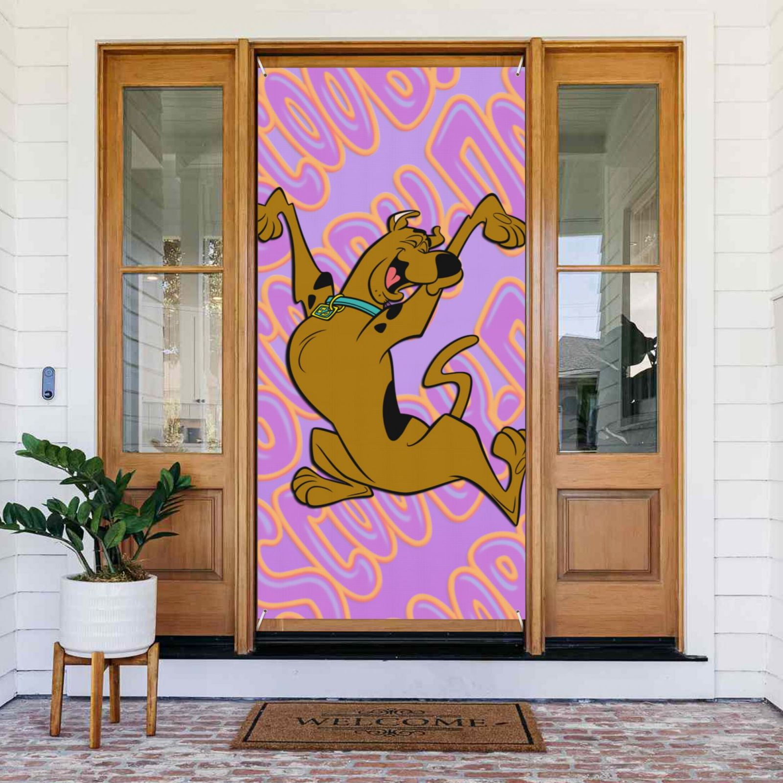 Happy Scooby Doo Door Cover Decorated Banner Home Decor Tapestry Holiday Party Supplies Door Banner Porch Sign Banner 72.8 x 35.4 Inch