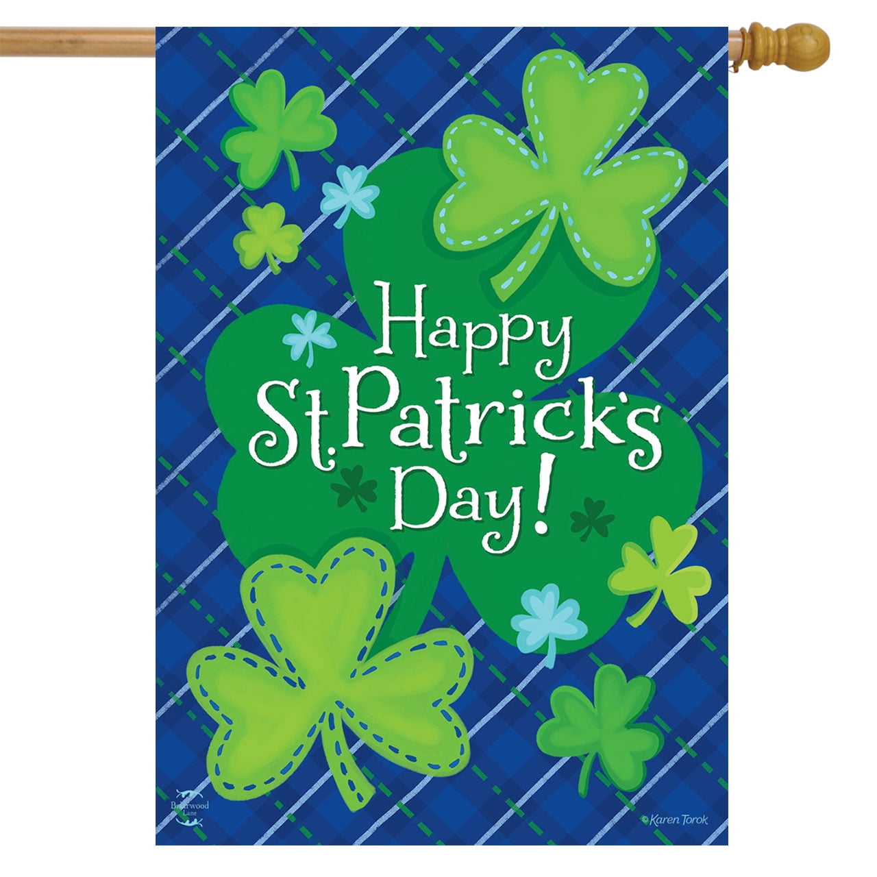 Happy Shamrocks St. Patrick's Day Polyester House Flag 40" x 28"