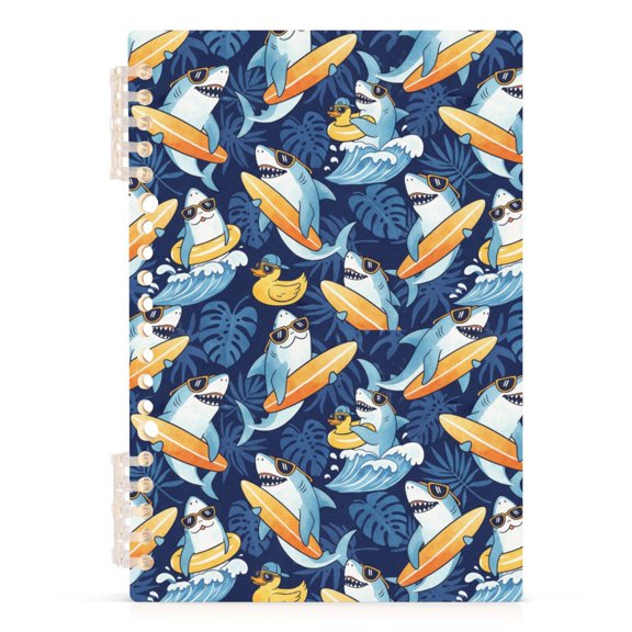 Happy Shark A5 Notebook Refillable 60 Sheets Detachable Ring Binder PP Cover Journal