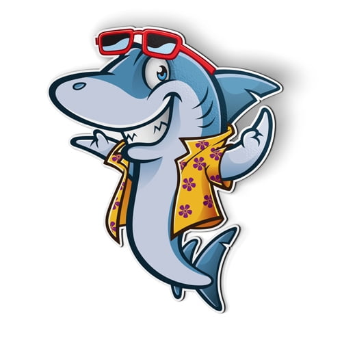 Happy Shark Beach Surf - 5" Magnet for Car Locker Refrigerator