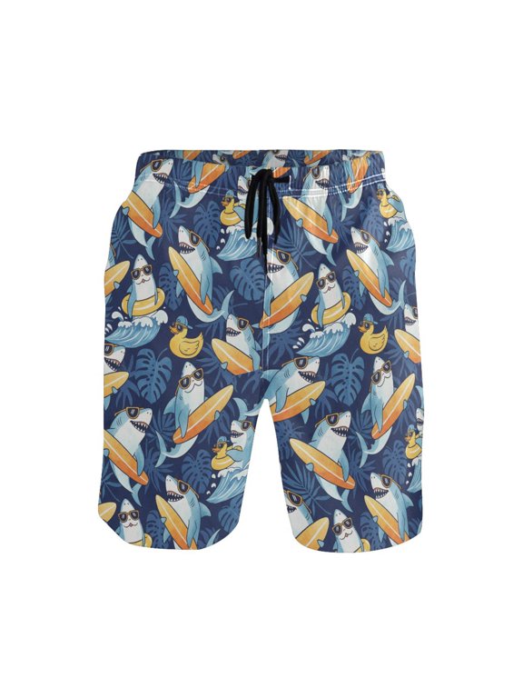 Happy Shark Mens Swim Trunks Quick Dry Board Shorts Breathable Fit Beach Shorts Swimwear