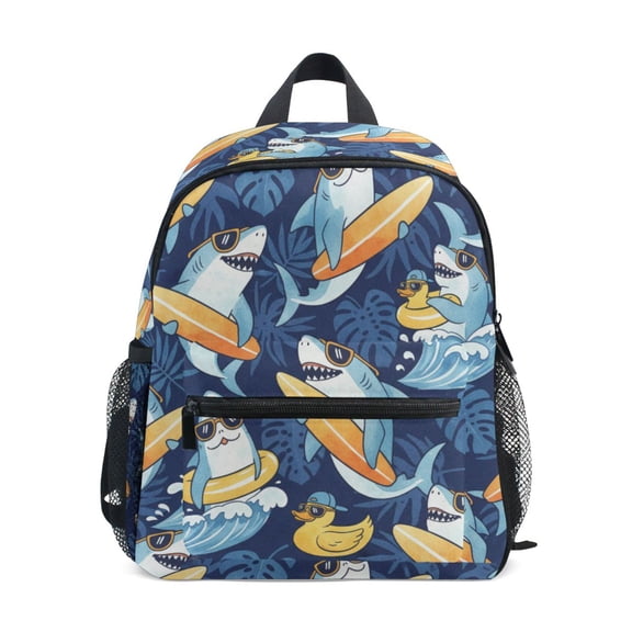 Happy Shark Mini Backpack Cute Small Backpack with Chest Strap and Whistle Ages 3-8