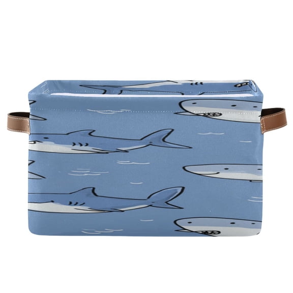 Happy Sharks Square Storage Bins with Handles Collapsible Containing Box 1 Pack