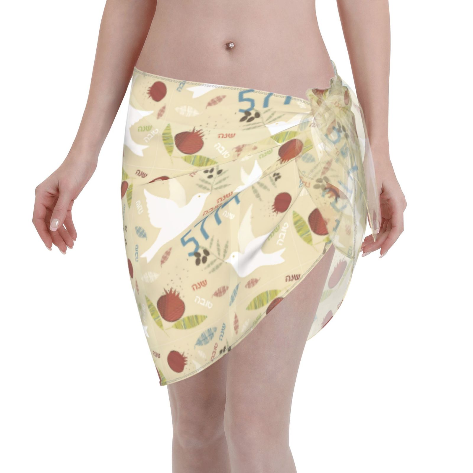 Happy Shavuot Jewish Holiday Women Sarongs Skirt Beach Wrap Sheer