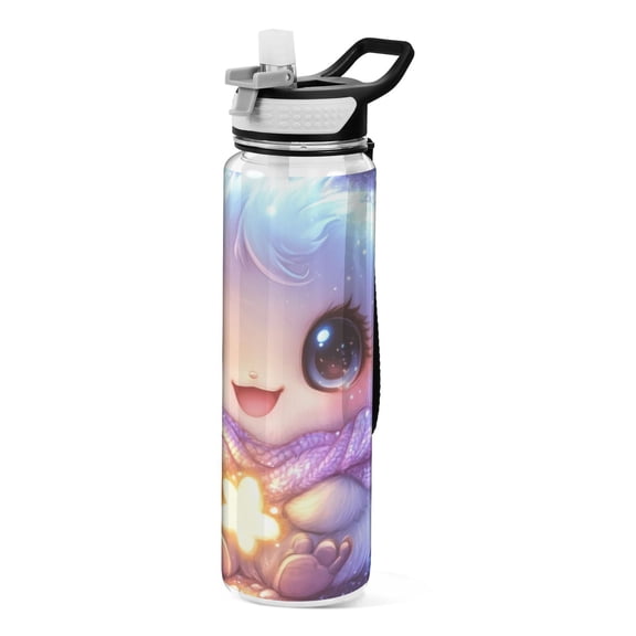 Happy Sheep in Stars 1000ml Tritan Sport Bottle Straw LeakProof Food-Grade Portable Wide Handle
