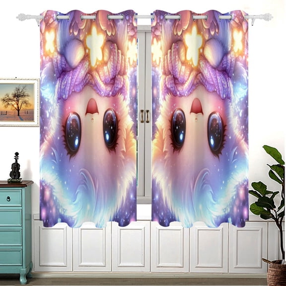 Happy Sheep in Stars 63x55in Window Curtain Panels 63x55in 2-Piece Heavy Duty 80% Light Blocking