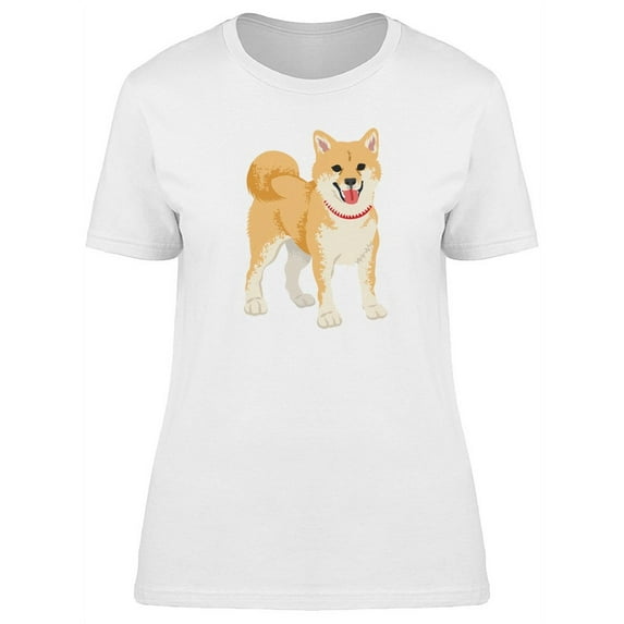 Happy Shiba Inu Clip Art T-Shirt Women -Image by Shutterstock, Female Small
