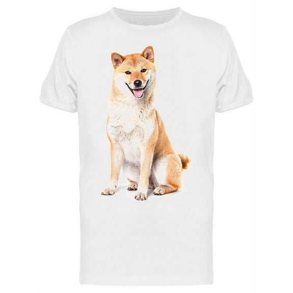 Happy Shiba Inu, Sitting T-Shirt Men -Image by Shutterstock, Male Medium