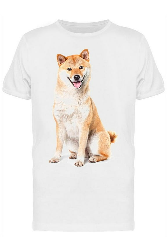 Happy Shiba Inu, Sitting T-Shirt Men -Image by Shutterstock, Male x-Large