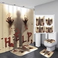 thumbnail image 1 of Happy  Shower Curtain Magic Witch Broom Spider Web Pumpkin Bat Shower Curtains Black White  Fabric Shower Curtains Sets with Hooks for Bathroom Decor, 72W x 72H Inches, 1 of 5