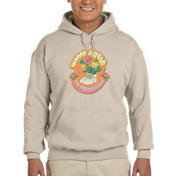 Happy Single Awareness Day! Hoodie Men -Smartprints Designs, Male 3X-Large