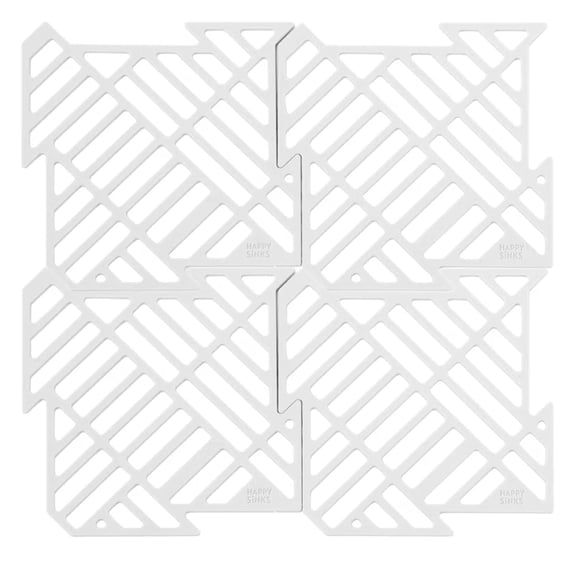 Happy Sinks Silicone Kitchen Mat Set 4 Piece Natural White Surface Protector Anti Scratch