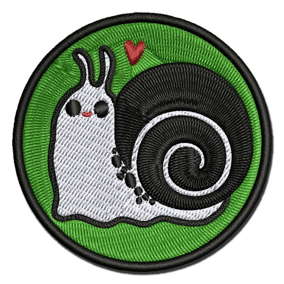 Happy Slow Kawaii Chibi Snail Applique Multi-Color Embroidered Iron-On Patch - 2.0 Inch Mini