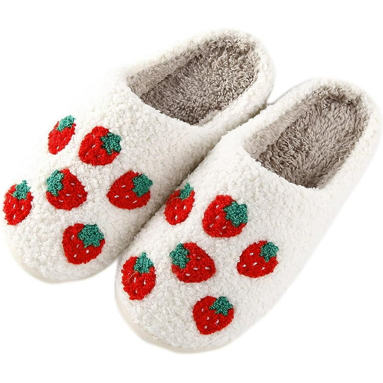 Happy Smile Face Slippers Evil Eyes Slippers Strawberry Big Heart