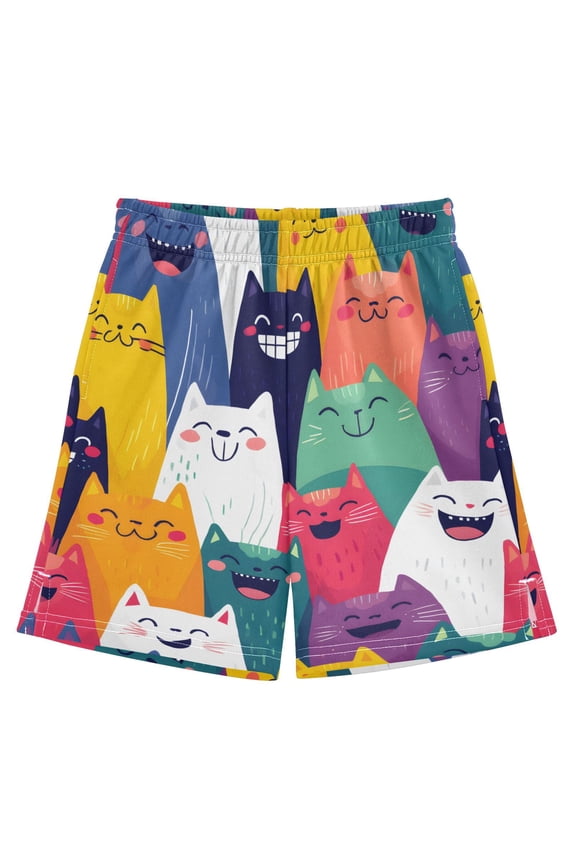 Happy Smile Pattern Athletic Shorts Breathable with Comfort Fit Drawstring Casual Sweatshorts Small