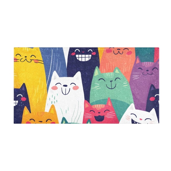 Happy Smile Pattern Bath Mat 39x20 Inch Soft Absorbent Non-Slip Plush Bathroom Rug for Floor