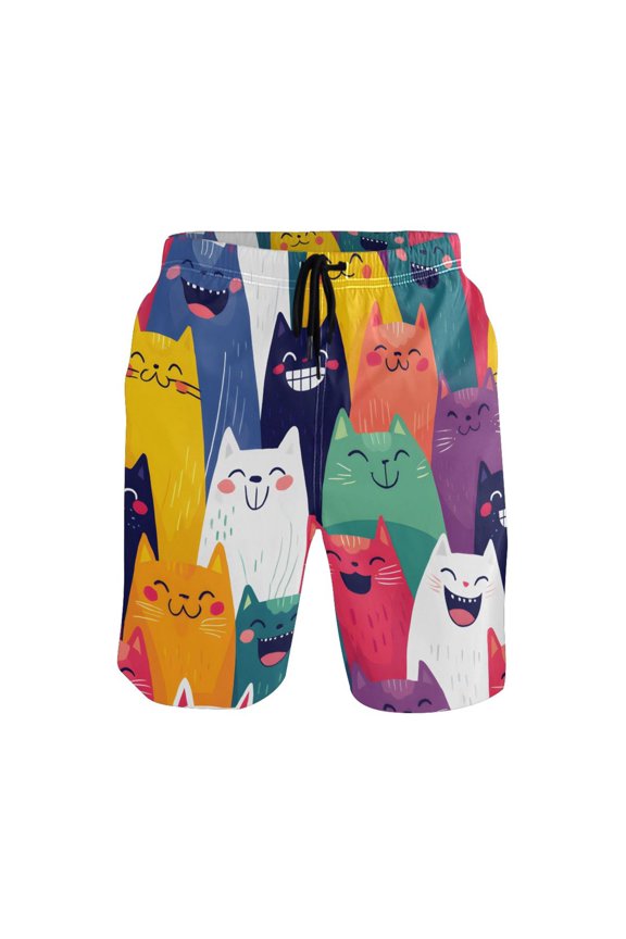 Happy Smile Pattern Mens Swim Trunks Quick Dry Board Shorts Breathable Fit Beach Shorts Swimwear