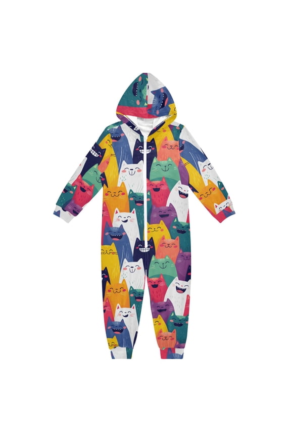 Happy Smile Pattern One Piece Pajamas Soft Jumpsuit Cozy Sleep and Play Romper Zipper and Pockets 5T-6T