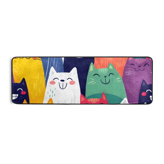 Happy Smile Pattern Runner Rug 24x72 Inch Cushioned Non Slip Soft Absorbent Floor Mat