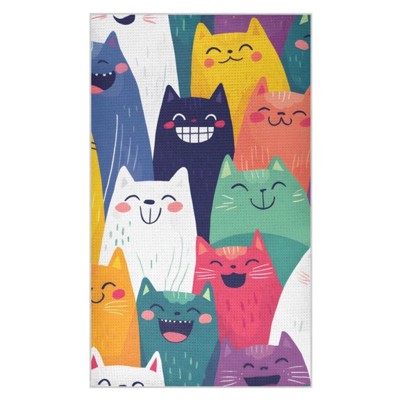 Happy Smile Pattern Waffle Kitchen Towels 18x30 in Soft Absorbent Quick Dry Dishcloths