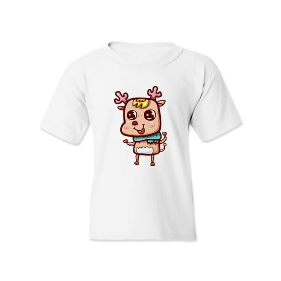 Happy Smiley Deer T-Shirt Juniors -Image by Shutterstock, x-Small