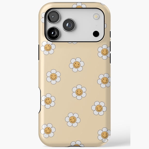 Happy Smiley Face Flower Art Design H2138 Premium Durable Case for iPhone 17 16 15 14 13 12 11 Pro Max – Unisex Style