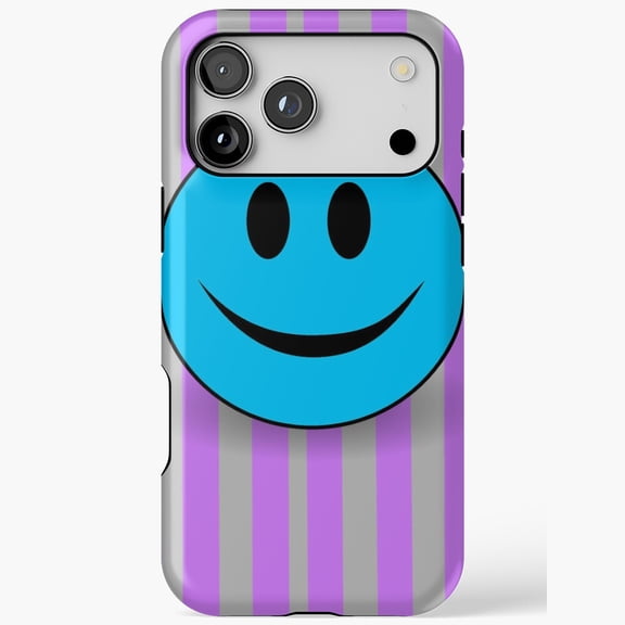 Happy Smiley Face on Retro Striped Art iPhone Case 17 11 12 13 14 15 16 Pro Max
