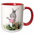 thumbnail image 1 of Happy Smiling Bunny Rabbit In Yellow Flowers Illustration 11oz Two-Tone Red Mug mug-340007-5, 1 of 3