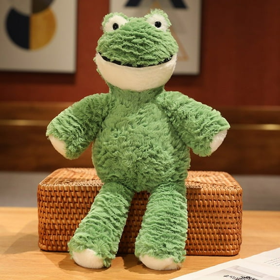 Happy Smiling Frog Plush Toy Realistic Stuffed Animal Doll for Boys Girls, Soft Green Froggy Figurine for Home Decor and Birthday Gifts C#051 green