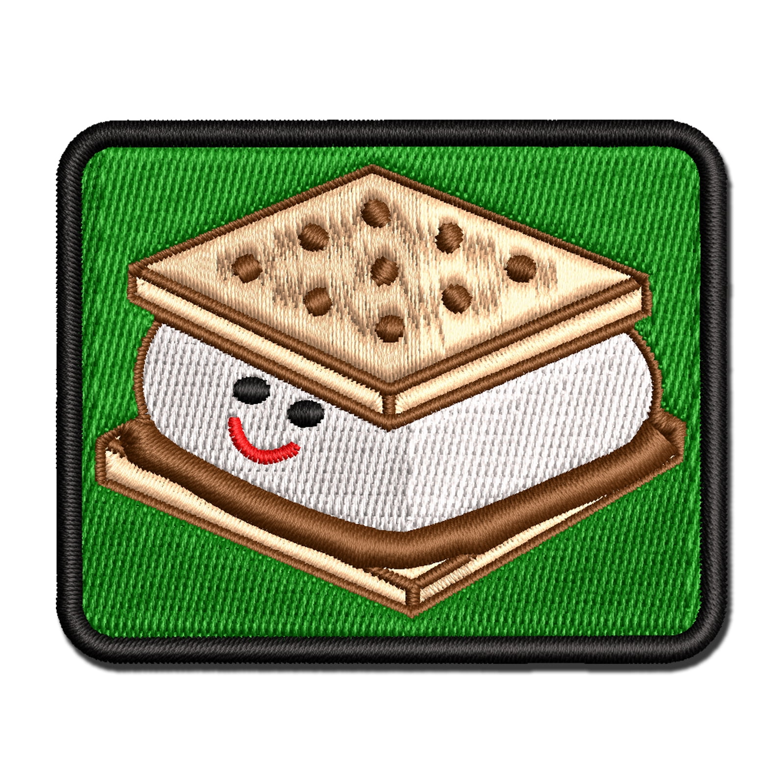 Happy Smores Campfire Camping Applique Multi-Color Embroidered Iron-On Patch - 3.5 Inch Large