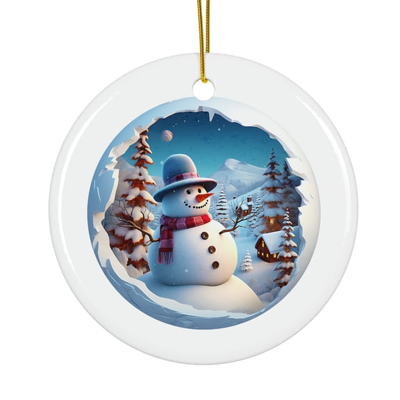 Happy Snow Land With Planet Magical Season Treasure For Gifts And Surprises Hanging Round Ornament