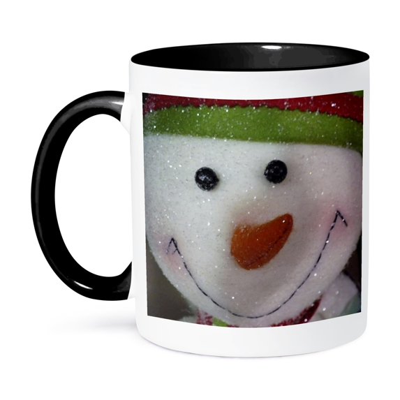 3dRose, Happy Snowman, 11oz Two-Tone Black Mug