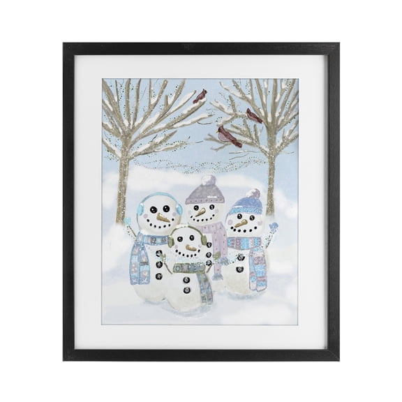 Stupell Industries Happy Snowman Family Black Framed Print Under Glass, design by Kristal Clifford, 16 x 13