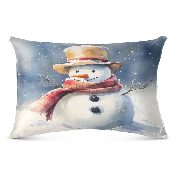 Happy Snowman with Scarf Plush Pillow Cases Queen Size Ultra Soft Warm Pillowcases with Zipper 20"x30"