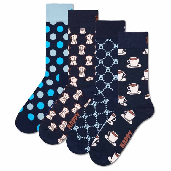 Happy Socks 4 Pack Unisex Socks, Gift Box, Mixed Colours Coffee 41-46 (Uk 7,5-11,5)