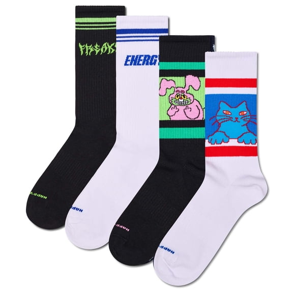 Happy Socks 4 Pack Unisex Socks, Gift Box, Mixed Colours Freaky Energy 41-46 (Uk 7,5-11,5)