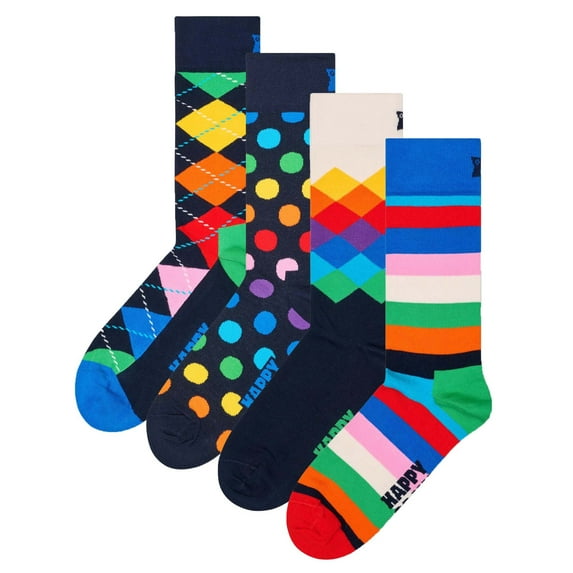 Happy Socks 4 Pack Unisex Socks, Gift Box, Mixed Colours Multi 36-40 (Uk 4-7)