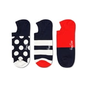 Happy Socks Classic Big Dot Design No Show Socks, for Men and women, made with Sustainable Cotton - Blue, White and Red - size 10-13 - 3-Pack