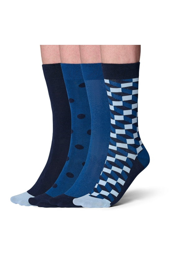 Lite 4-Pack Men's Crew Socks, Blue, One Size