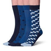 Happy Socks Lite 4-Pack Mens Crew Socks, Blue, One Size