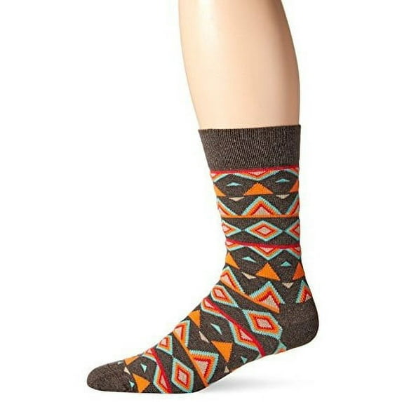 Happy Socks Men's 1 Pack Unisex Combed Cotton Crew Temple, Black/Orange, Sock Size: 10-13/Shoe Size:9-11