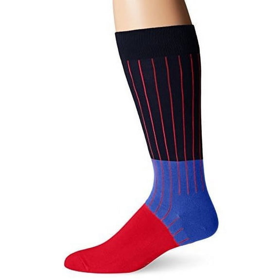 Happy Socks Men's 1Pk Combed Cotton Ribb Block Crew Sock, Navy/Red, Sock Size: 10-13/Shoe Size:9-11