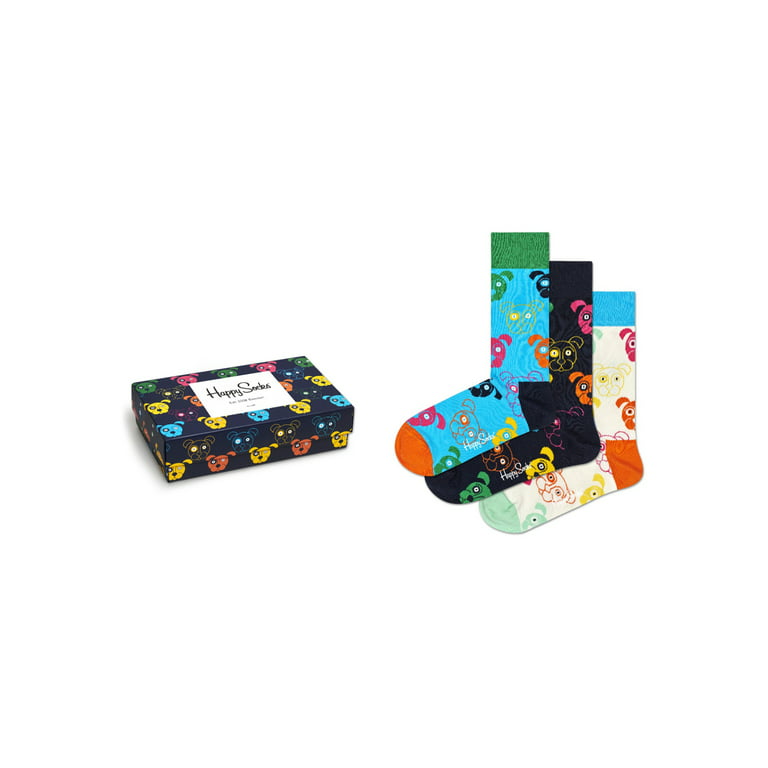 Happy Socks Women\'s Dog Socks Gift Box, 3-Pack